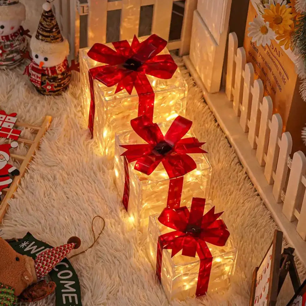 Christmas Decorations Set with Light Box Gift for Christmas Parties and Family Gatherings