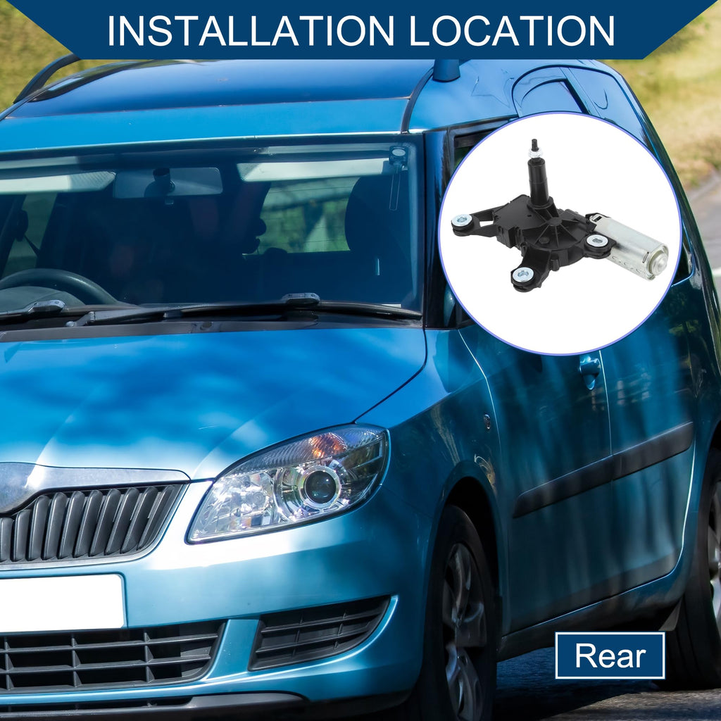 Hihaha No.5J7955711C/5J7955711B Windshield Wiper Motor for Skoda Yeti 2009-2017 for Skoda Fabia II 2006-2014 / Rear Wiper Motor / 4 Pin Replacement / 1Pcs