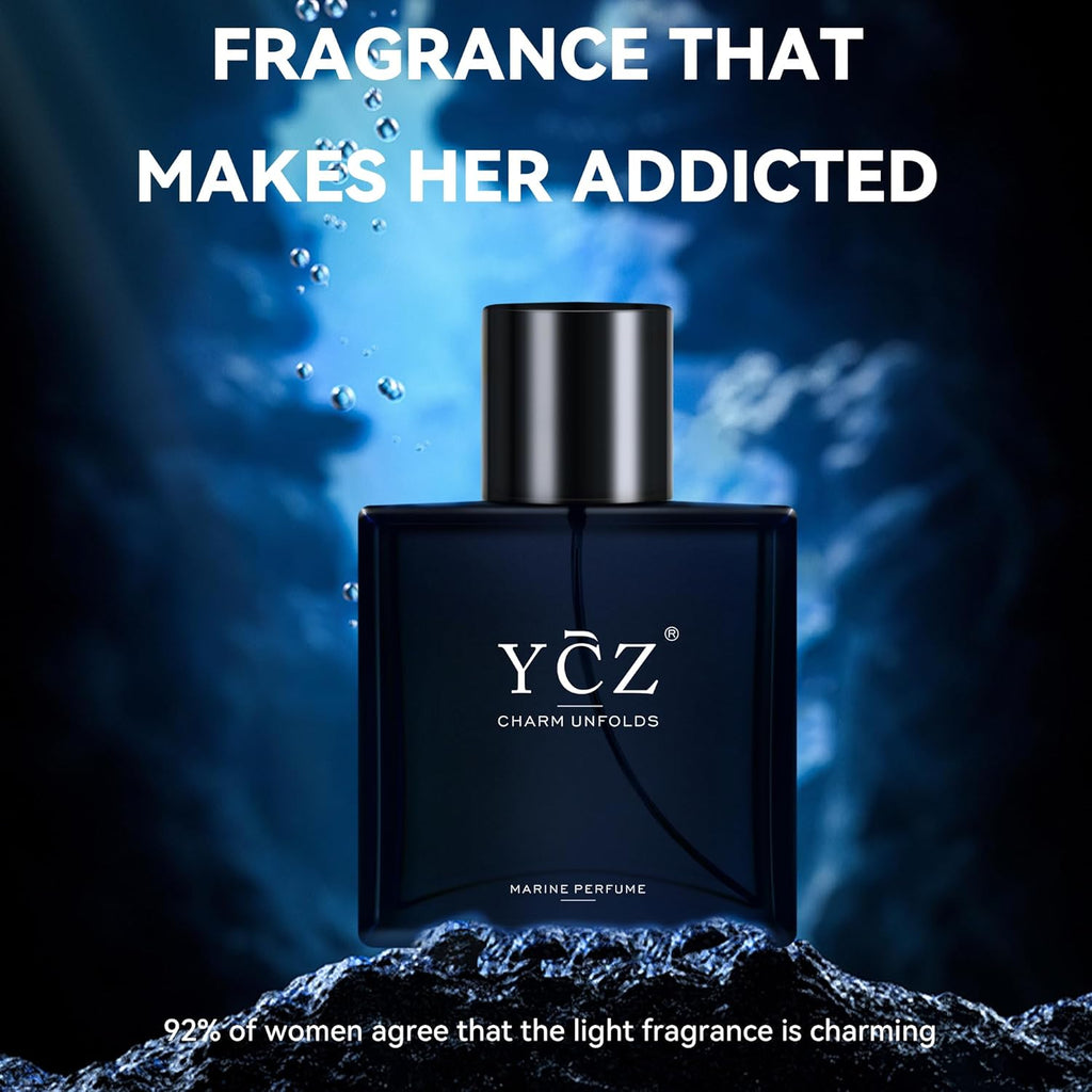 Ycz Charm Unfolds Marine Perfume for Men, 1.7 Oz. Long Lasting Eau De Parfum for Men, Oriental Woody Fragrance - Ideal Special Occasions, Making It the Ideal Gentlemen’S Gift