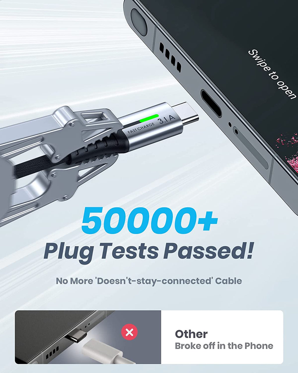 USB C Charger Cable, 2M Type C Cable Fast Charging, Braided USB a to USB-C Phone Charger Cable USBC for Iphone 17 16 15 Pro Max, Samsung Galaxy S25 S24 Ultra, Pixel 9, Ipad Air, Switch Steam Etc.