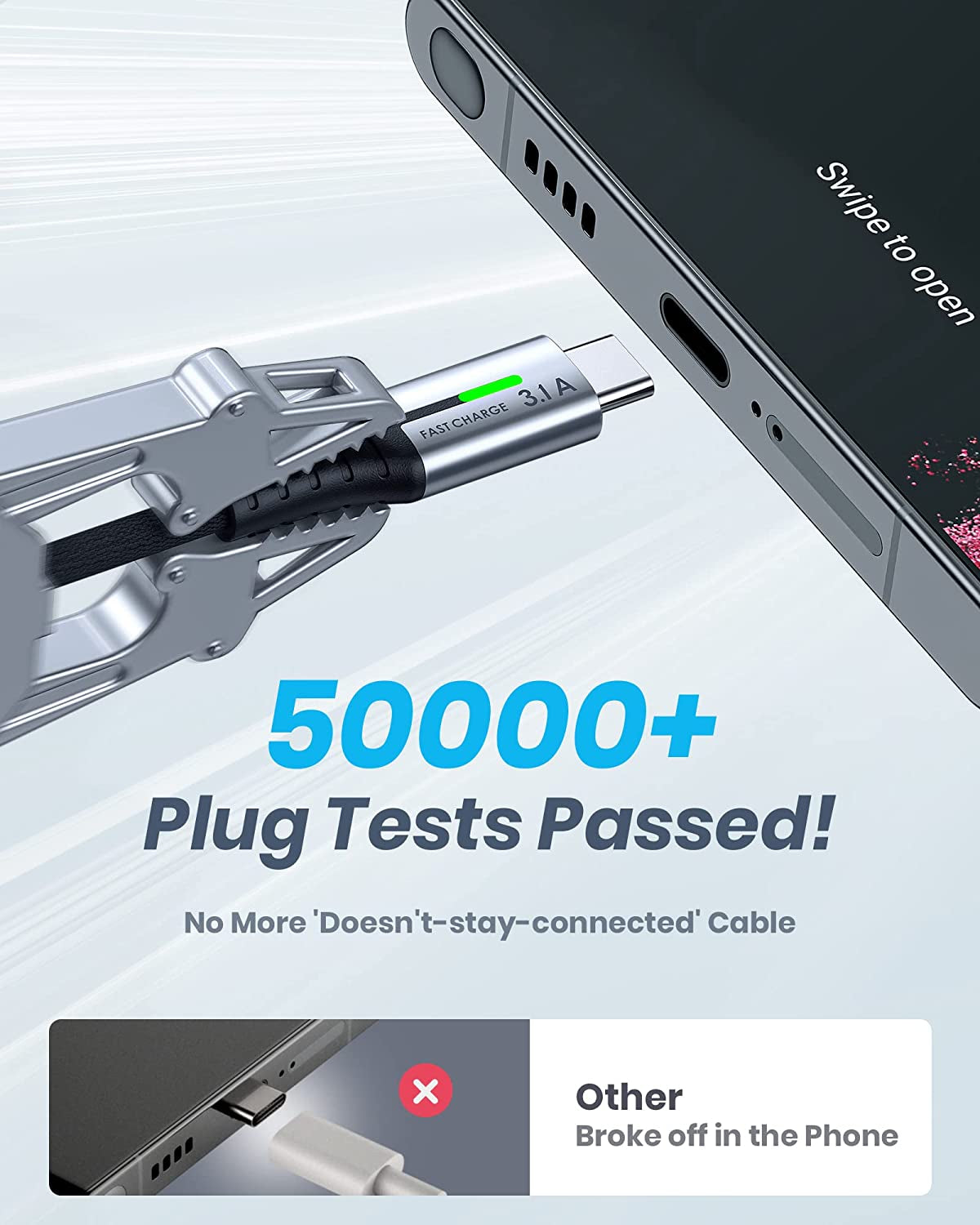 USB C Charger Cable, 2M Type C Cable Fast Charging, Braided USB a to USB-C Phone Charger Cable USBC for Iphone 17 16 15 Pro Max, Samsung Galaxy S25 S24 Ultra, Pixel 9, Ipad Air, Switch Steam Etc.