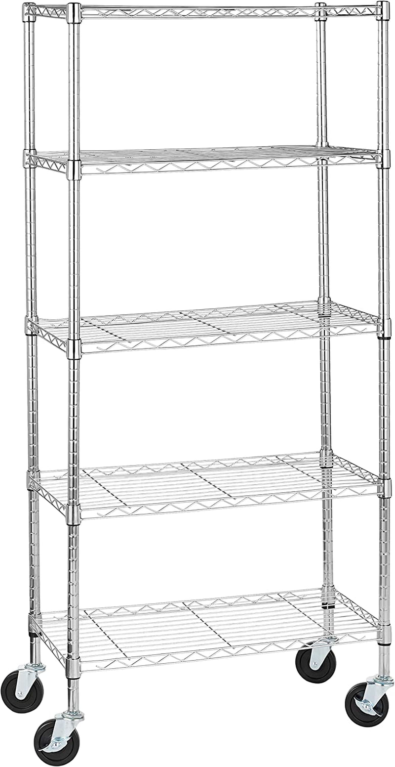 Amazon Basics 4-Shelf Storage Unit with Height Adjustable Shelves and Levelling Feet, 640 Kg Max Weight, Black, 35.6 Cm D X 91.4 Cm W X 137.1 Cm H