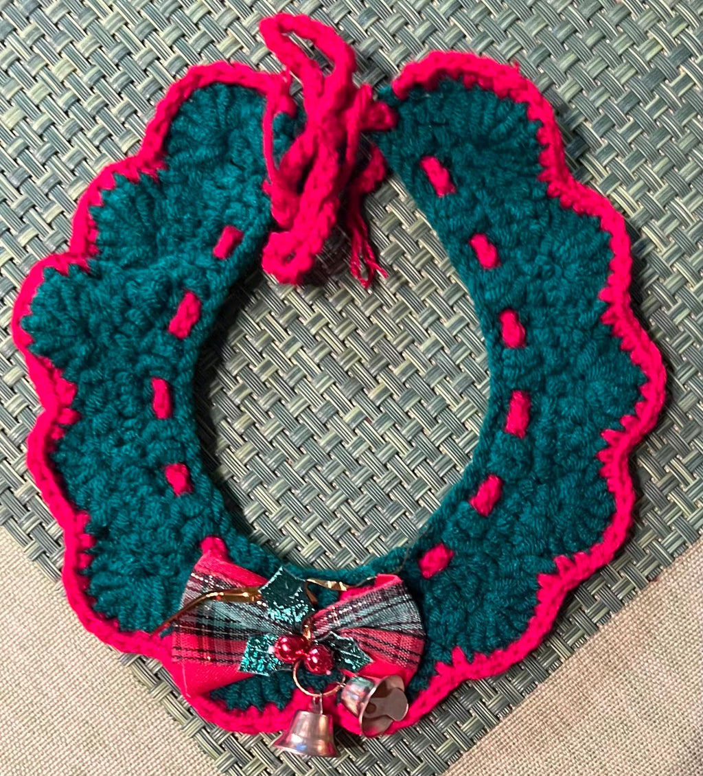 Handmade Crochet Pet Collar: Customizable Knit Cat & Dog Collar