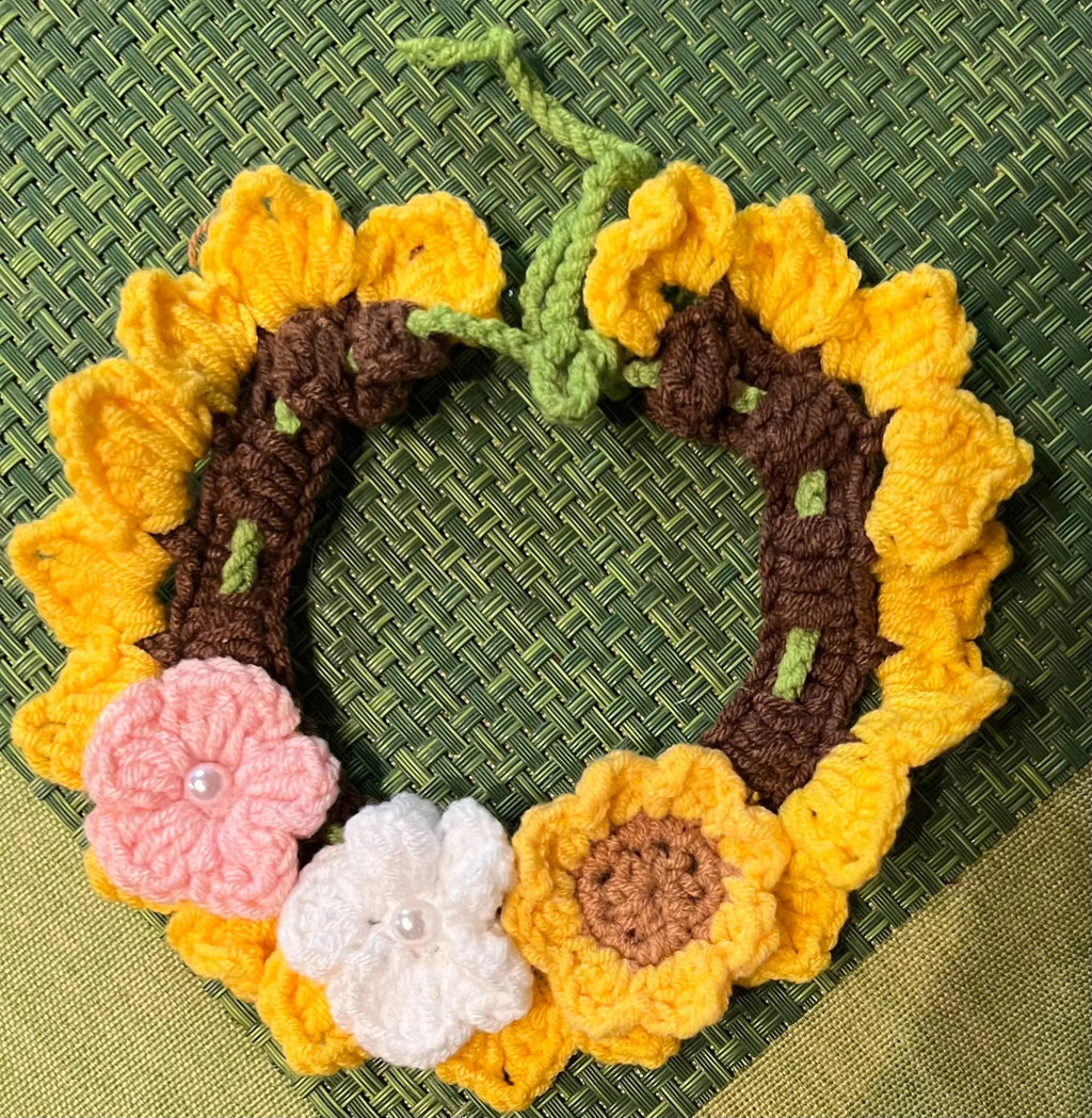 Handmade Crochet Pet Collar: Customizable Knit Cat & Dog Collar