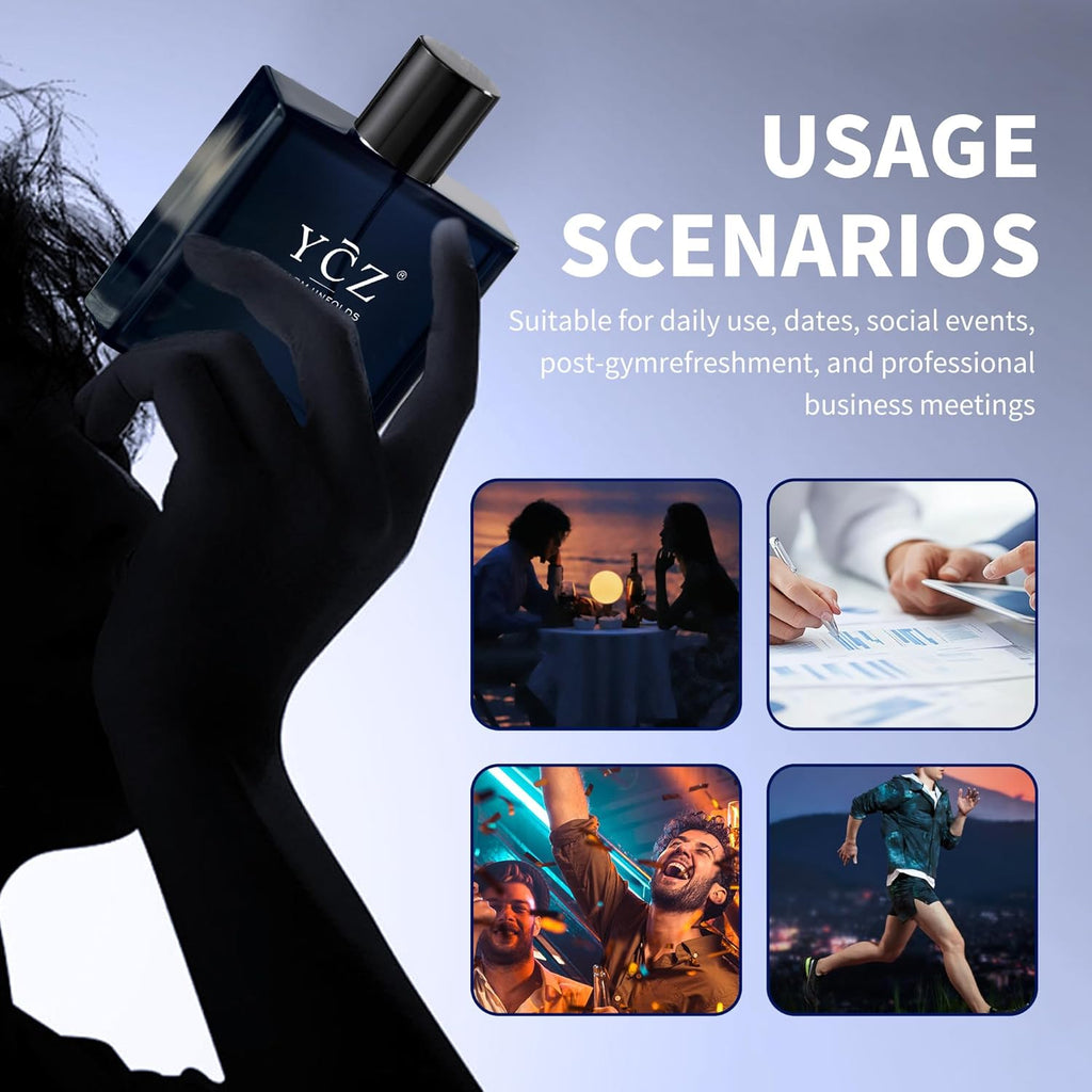 Ycz Charm Unfolds Marine Perfume for Men, 1.7 Oz. Long Lasting Eau De Parfum for Men, Oriental Woody Fragrance - Ideal Special Occasions, Making It the Ideal Gentlemen’S Gift