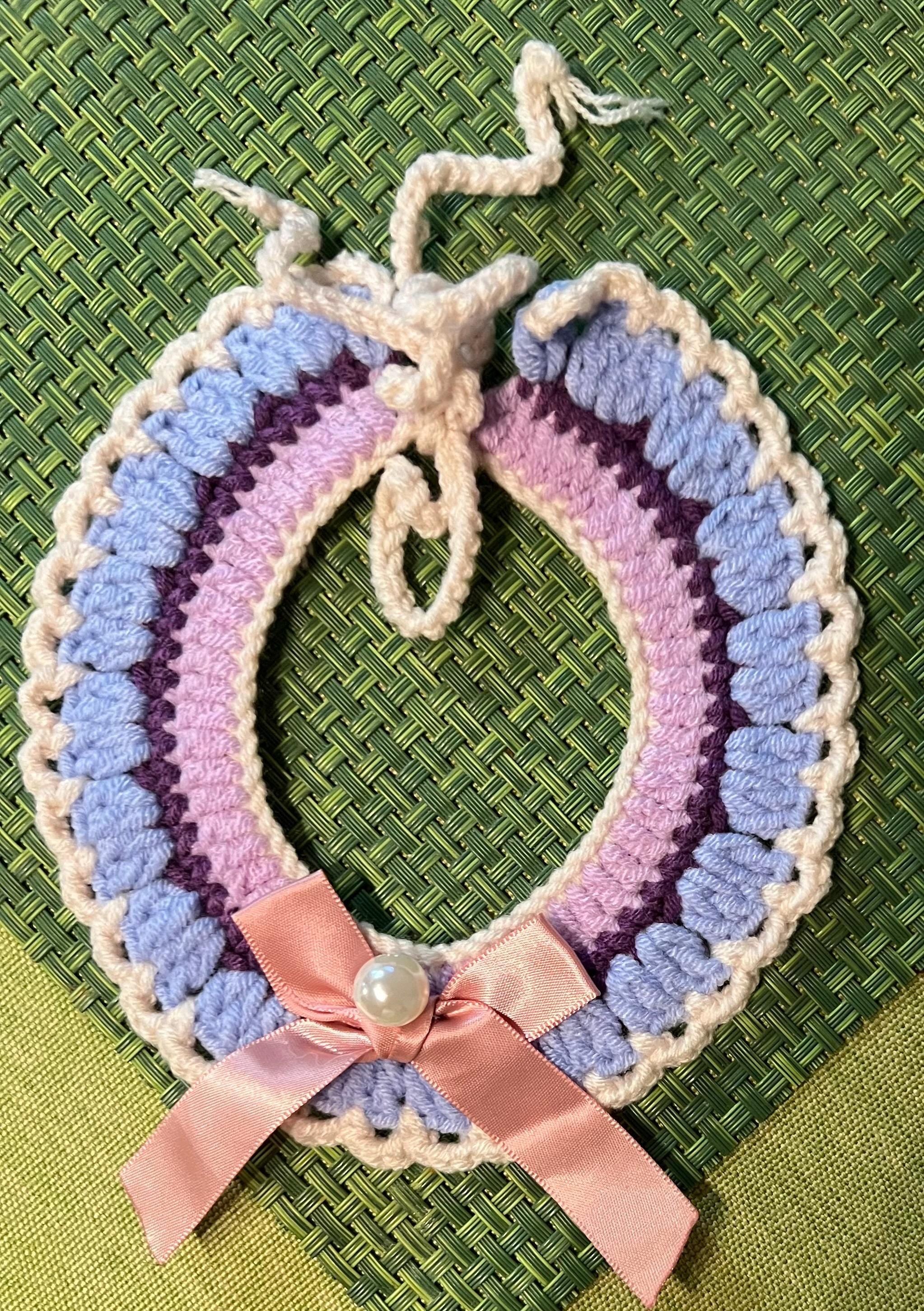 Handmade Crochet Pet Collar: Customizable Knit Cat & Dog Collar