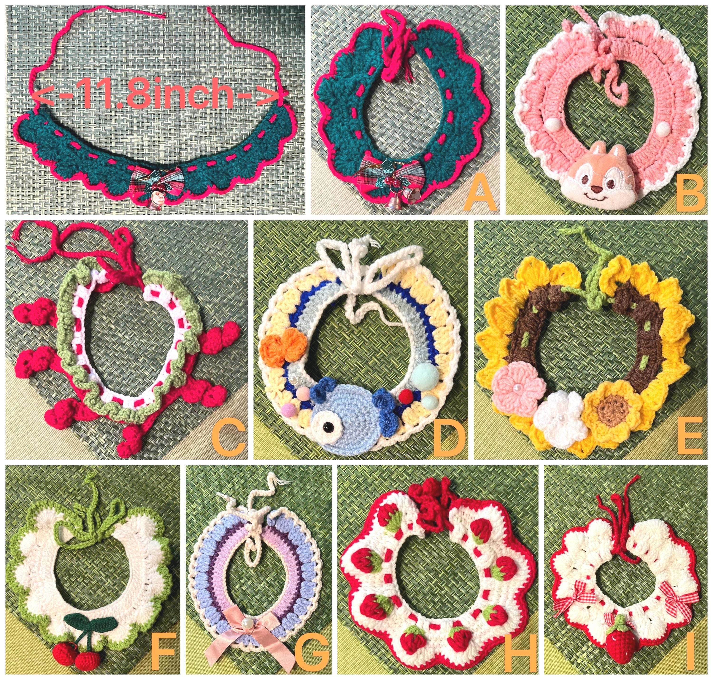 Handmade Crochet Pet Collar: Customizable Knit Cat & Dog Collar